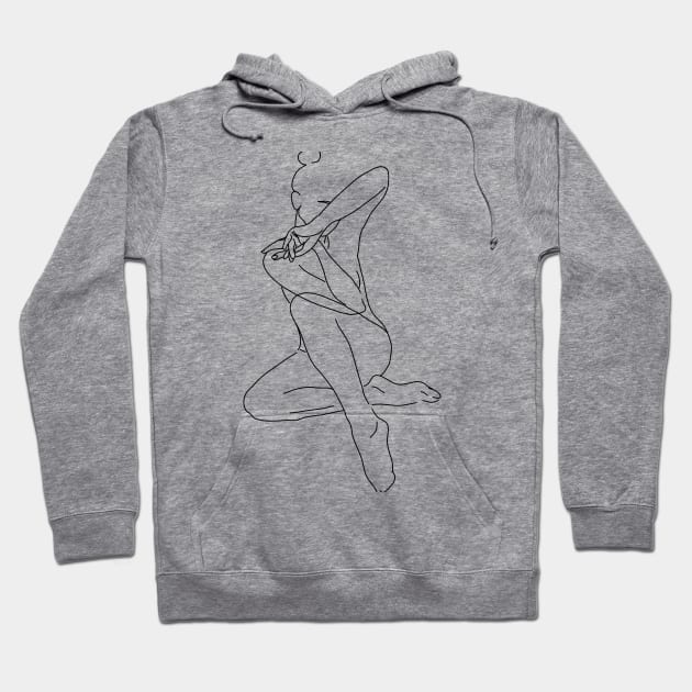 Female Nude Line art Hoodie by Petras